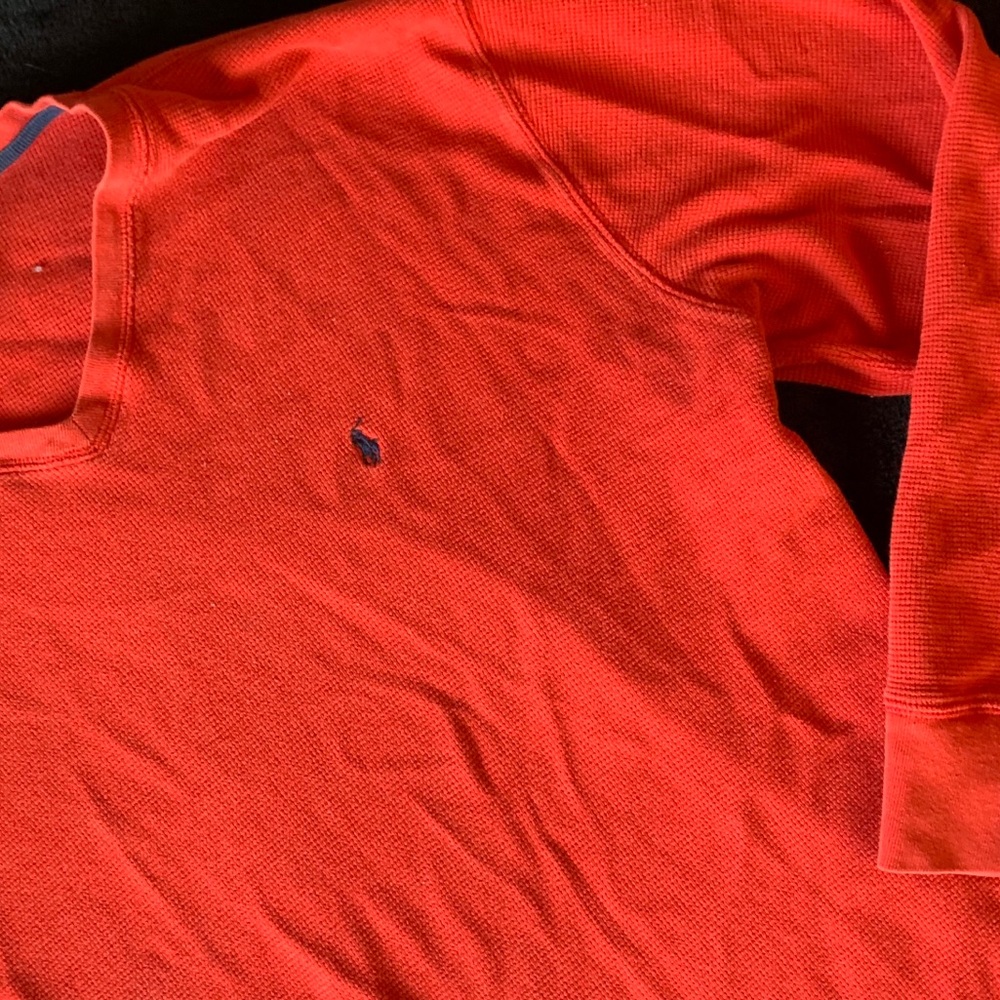 Men’s red long sleeve Polo RL thermal top